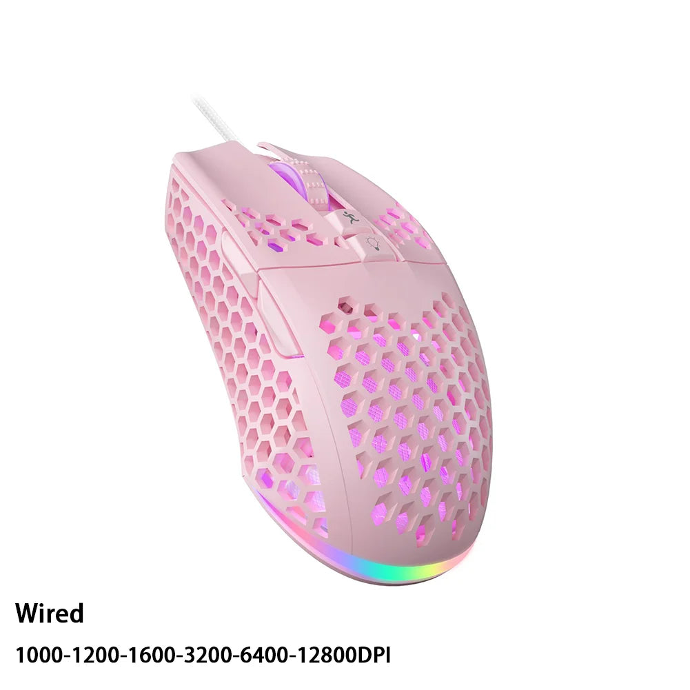 Wired Gaming Mouse with Honeycomb Shell RGB