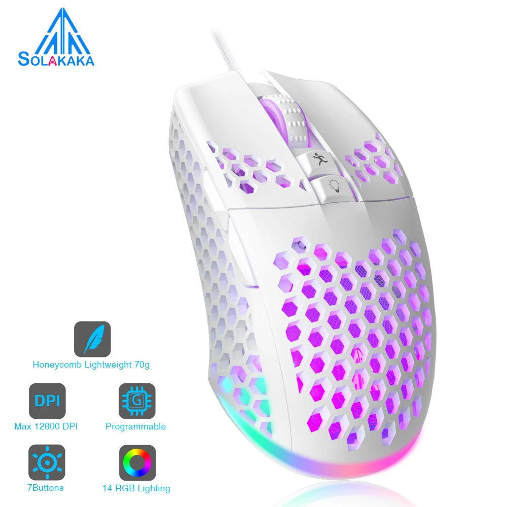 Wired Gaming Mouse with Honeycomb Shell RGB