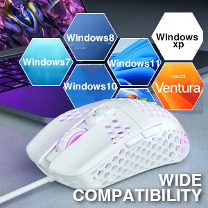 Wired Gaming Mouse with Honeycomb Shell RGB