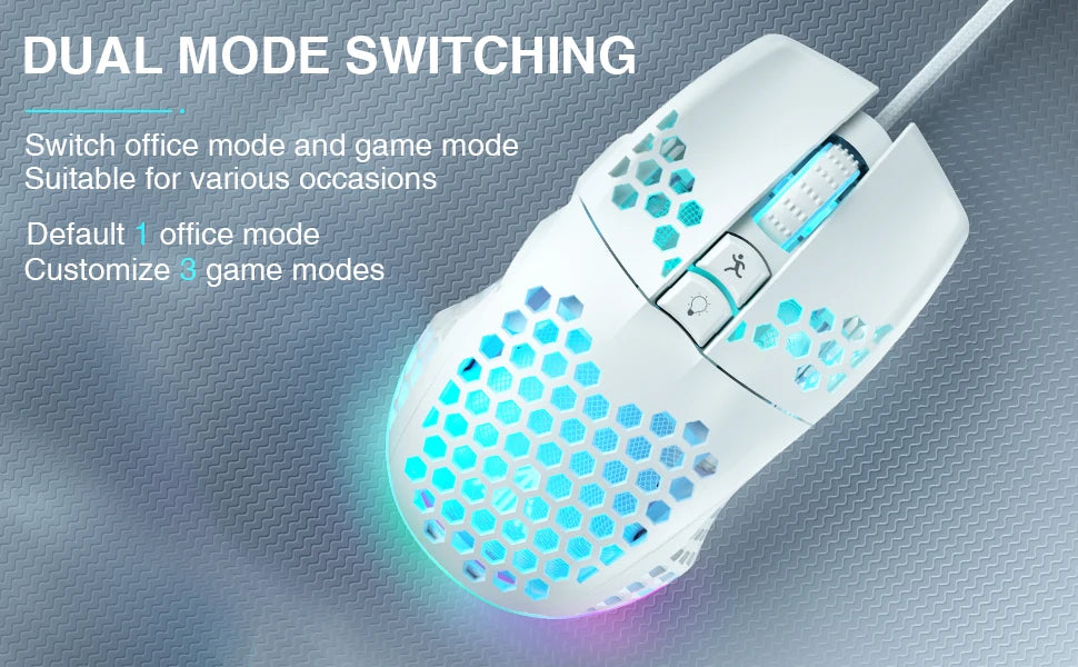 Wired Gaming Mouse with Honeycomb Shell RGB