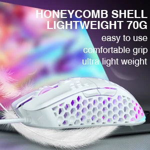 Wired Gaming Mouse with Honeycomb Shell RGB