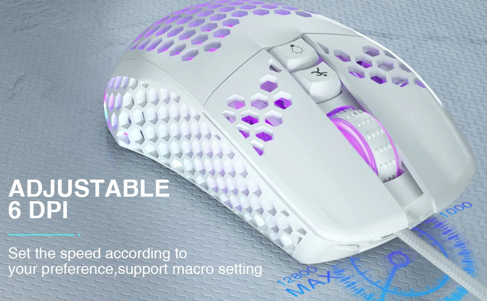 Wired Gaming Mouse with Honeycomb Shell RGB