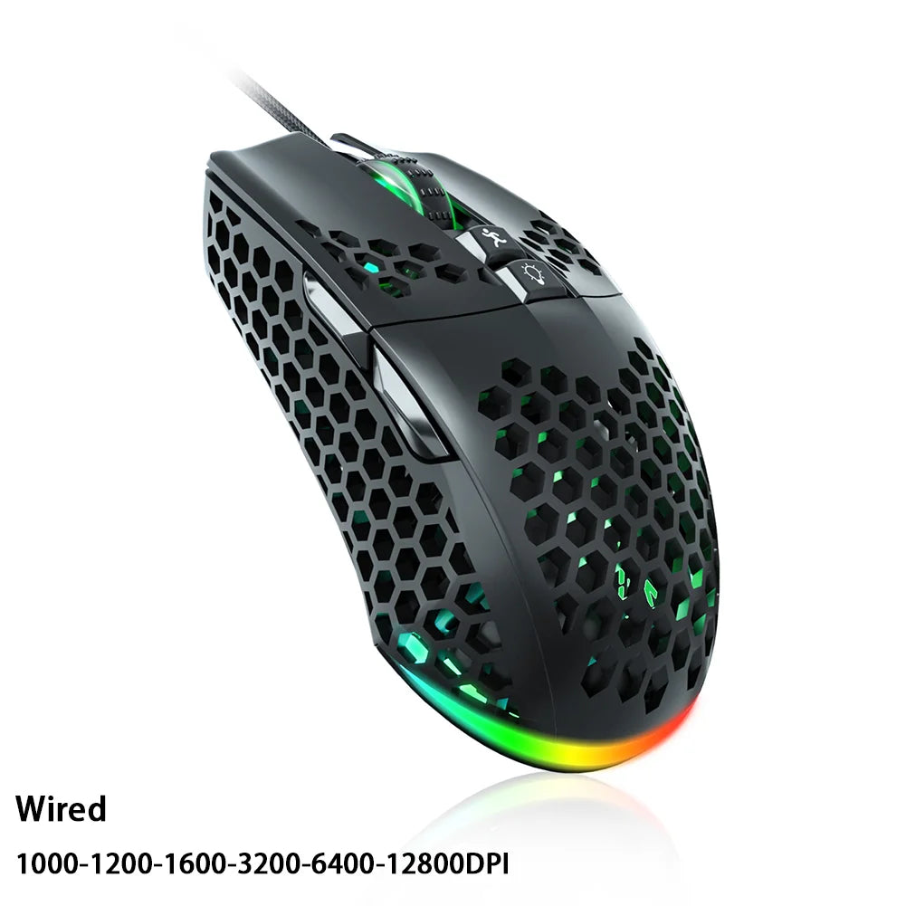 Wired Gaming Mouse with Honeycomb Shell RGB